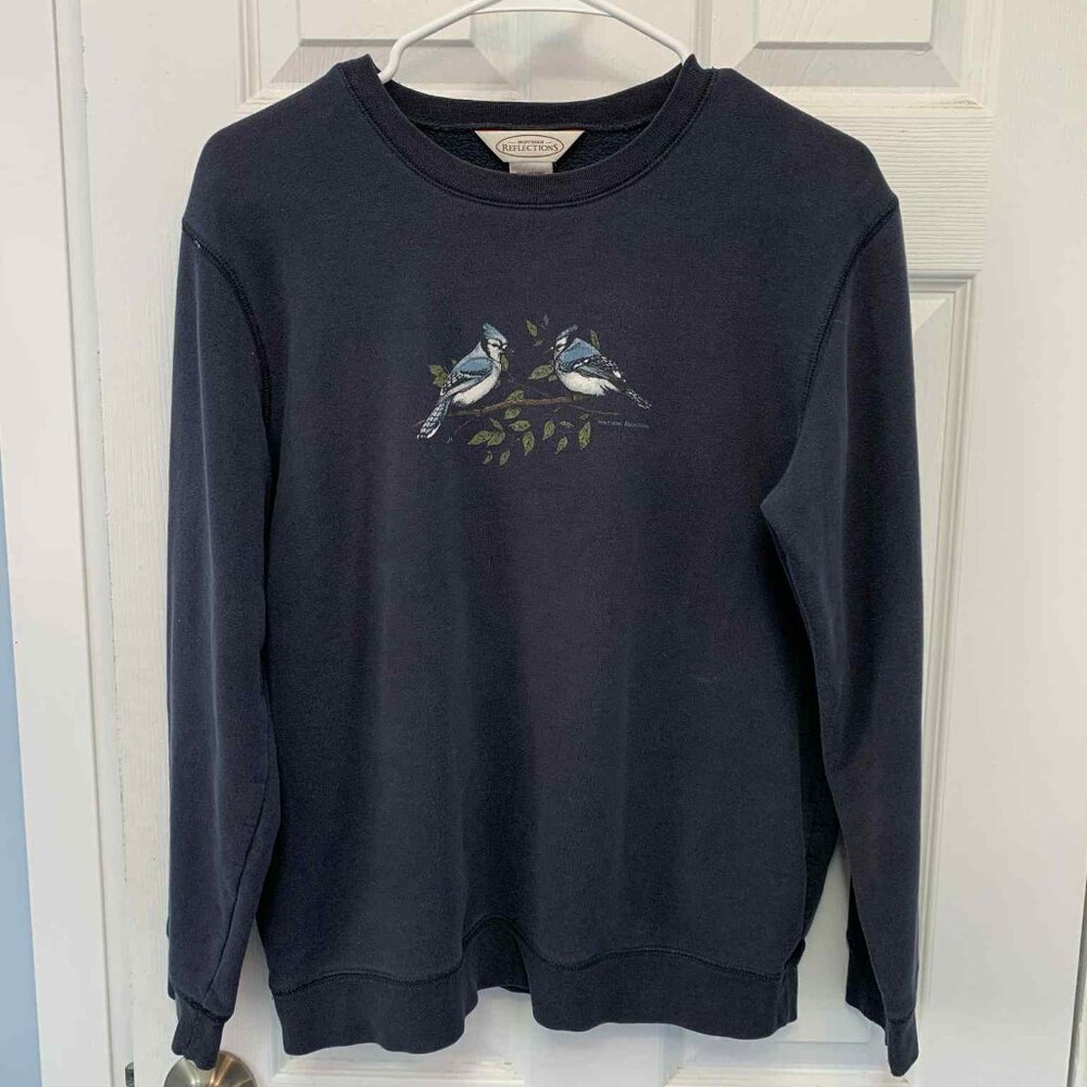 Vintage Northern Reflections Blue Jay Crew Neck Sweatshirt - Navy - Sz.S